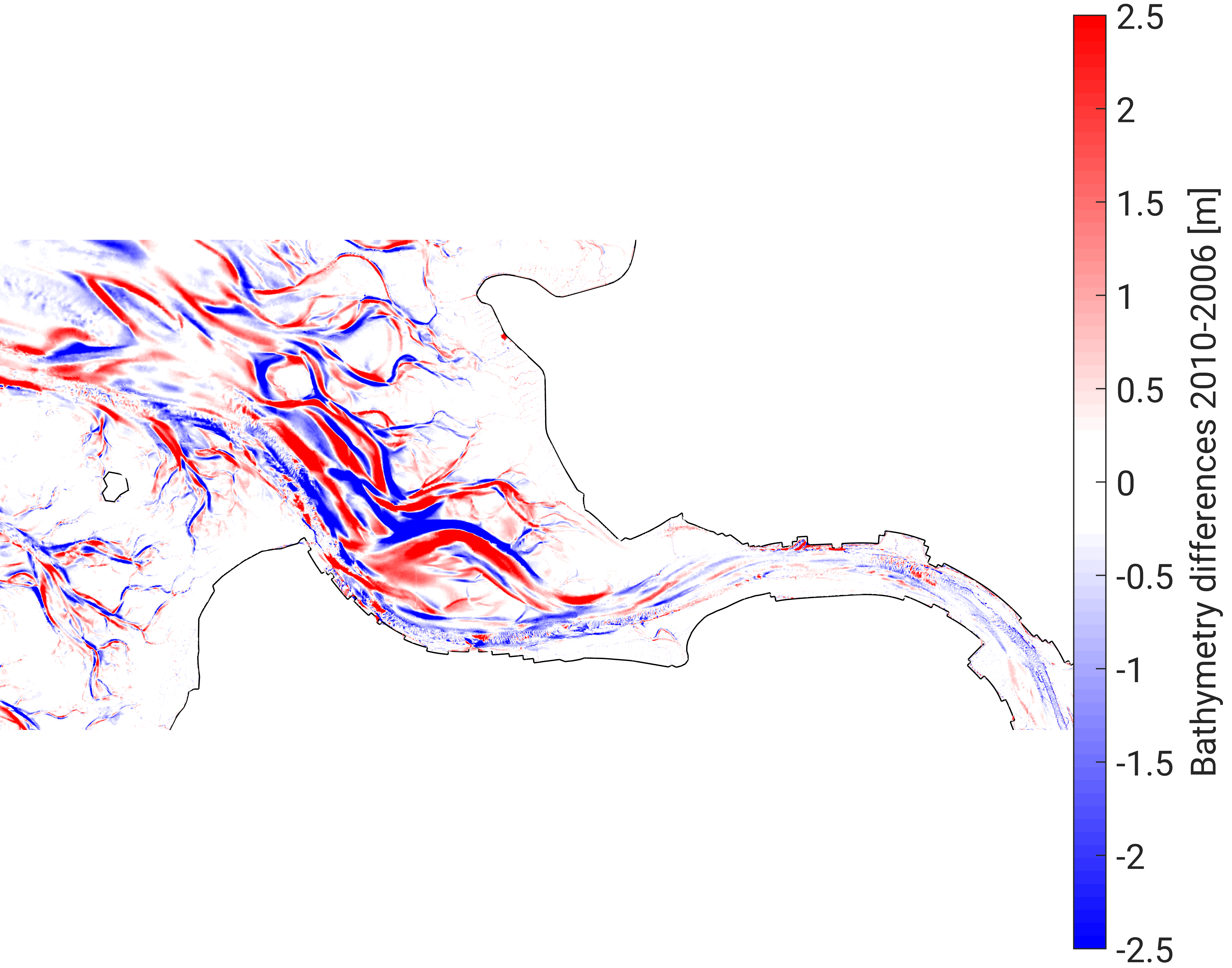 Bathymetry difference from the Elbe astuary between 2006 and 2010