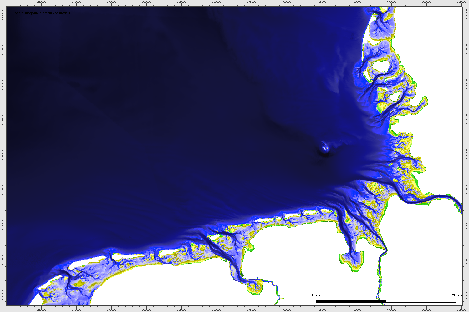 Bathymetrie 2006 der südlichen Nordsee in 2D
